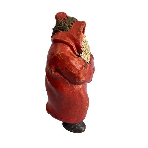 Vintage De La Ronde Folk Art Santa Claus Sculptured Figurine Signed 1988 7 1/8" - Picture 2 of 8